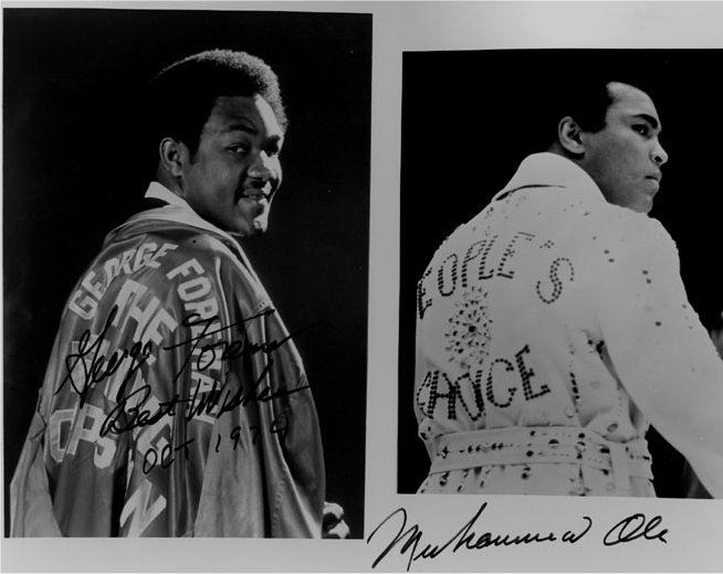 George Forman and Muhammad Ali autographs
